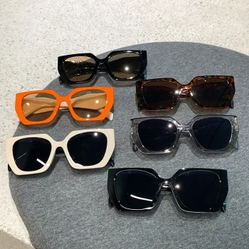 Vintage Brand Designer Polygon Sunglasses Women For Men Luxury Fashion Sun Glasses Trendy Punk Ladies Orange Big Shades - Image 6