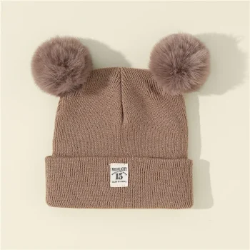 Unisex Toddler Beanie Hat Soft Winter Warm Double Pom Toddler Knit Cap For Infant Boys And Girls Crochet Hat - Image 11
