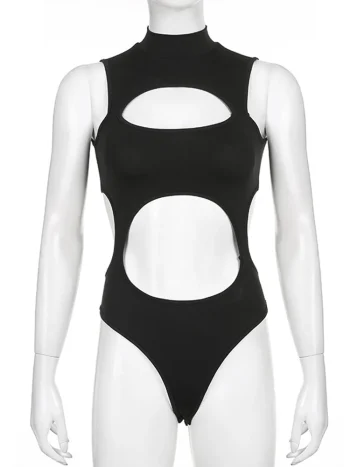 Gothic Techwear Sexy Hollow Out Sleeveless Tank Tops Bodysuit For Women Streetwear Style Backless Playsuit Vest For Women - Image 5