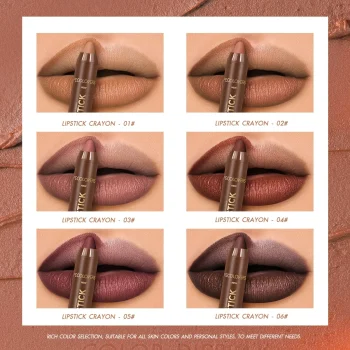 Velvet Lip Liner Crayon, Matte Tapered Gradient Lipstick Pen, Waterproof Non-Sticky Contouring Lip Makeup, Mixed Color System - Image 2