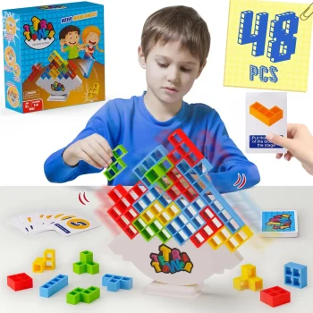 64PCS Tetra Tower Fun Balance Stacking Building Blocks Board Game for Kids Adults Friends Team Dorm Family Game Night and Partie - Image 3
