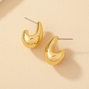Vintage Chunky Dome Drop Earrings For Women Gold Plated Stainless Steel Thick Teardrop Earring Statement Wedding Jewelry Gifts - Image 3