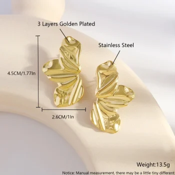 Stainless Steel Half Flower Stud Earrings for Women Girls Minimalist Irregular Petal Earring Studs Fashion Party Jewelry Gifts - Image 6