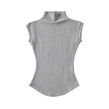 Women Summer Sexy Turtleneck Sleeveless T-Shirts Tops Solid Slim Fit Pullovers Causal Tees Shirts Female Streetwear Basics Tees - Image 8