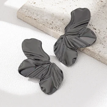 Stainless Steel Half Flower Stud Earrings for Women Girls Minimalist Irregular Petal Earring Studs Fashion Party Jewelry Gifts - Image 5
