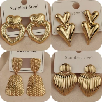 Charming heavy metal love 18K gold-plated women's earrings, waterproof and non-fading stainless steel, wife gift