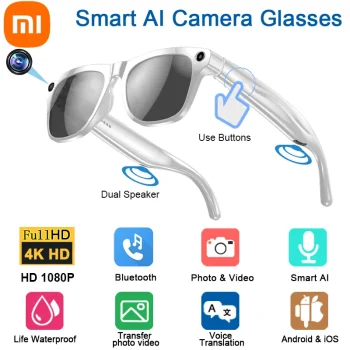 Xiaomi 4KHD AI Smart Glasses GPT 100mp Multifunctional Camera Chat Bluetooth Call Voice Assistant Music Player Smart Translation - Image 7