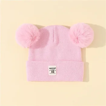 Unisex Toddler Beanie Hat Soft Winter Warm Double Pom Toddler Knit Cap For Infant Boys And Girls Crochet Hat - Image 6