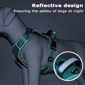 Dog Harness with Airtag Holder and Leash Set-Premium Oxford Breathable Material Durable Reflective Dog Harness and Leash Set - Image 5