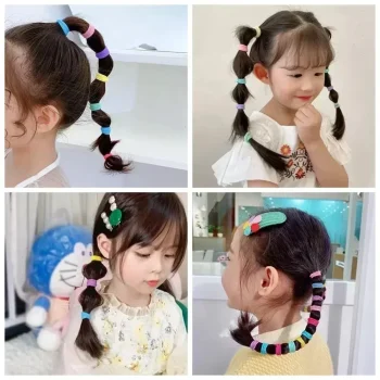 50Pcs/bag Colorful Basic Nylon Ealstic Hair Ties for Girls Ponytail Hold Scrunchie Rubber Band Kid Fashion Hair Accessories - Image 3