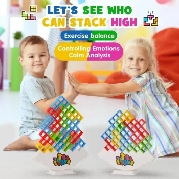 64PCS Tetra Tower Fun Balance Stacking Building Blocks Board Game for Kids Adults Friends Team Dorm Family Game Night and Partie - Image 5