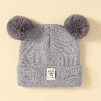 Unisex Toddler Beanie Hat Soft Winter Warm Double Pom Toddler Knit Cap For Infant Boys And Girls Crochet Hat - Image 9