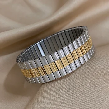 Chunky Gold Silver Color Stainless Steel Elastic Bracelets for Women Men Adjustable Watchband Bracelet Bangle Waterproof Jewelry - Image 5
