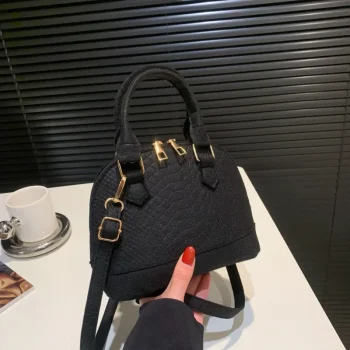 Vintage Felt Women's Bag Crocodile Pattern Shell Shape Handbag Simple Casual Shoulder Crossbody Bag Trendy Lady Commuter Bag - Image 11