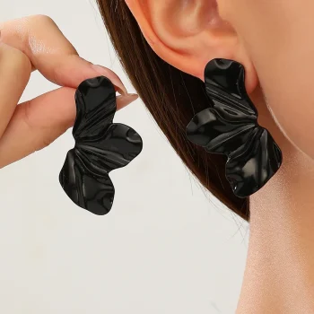 Stainless Steel Half Flower Stud Earrings for Women Girls Minimalist Irregular Petal Earring Studs Fashion Party Jewelry Gifts - Image 3
