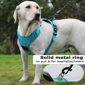 Dog Harness with Airtag Holder and Leash Set-Premium Oxford Breathable Material Durable Reflective Dog Harness and Leash Set - Image 3