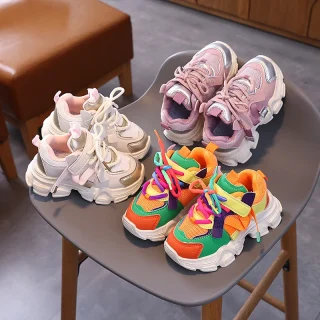 Girls & Boys Casual Sneakers Soft Sole Sports Shoes For Child Autumn colorful