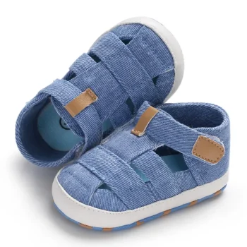0-24montsh Infant Boys Canvas Shoes Moccasins Child Sandals Boys Summer Sandals Sneakers For Baby Boys Solid Black Sandals - Image 5