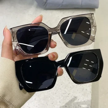 Vintage Brand Designer Polygon Sunglasses Women For Men Luxury Fashion Sun Glasses Trendy Punk Ladies Orange Big Shades - Image 4