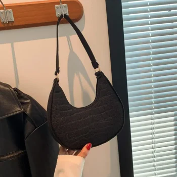 Solid Color Shoulder Bag Women Felt Shoulder Bag Stylish Women's Felt Shoulder Bags for Daily Outings Travel Retro for Work - Image 4