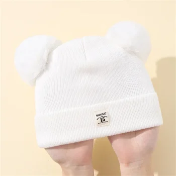 Unisex Toddler Beanie Hat Soft Winter Warm Double Pom Toddler Knit Cap For Infant Boys And Girls Crochet Hat - Image 5