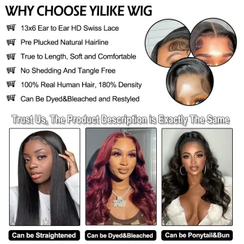 30 Inch 13x6 Lace Front Wigs Human Hair 200 Density Straight HD Lace Front Wigs Pre Plucked Straight Glueless Human Hair Natural - Image 5