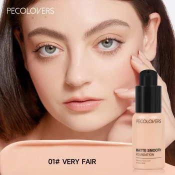 PECOLOVERS Matte Finish Liquid Foundation - Oil-Control, Waterproof, Full Coverage Concealer for All Skin Tones - Image 7