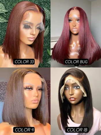 13x4 Lace Front Human Hair Wig Transparent Lace Frontal Wigs For Black Women Short Bob Wig Multiple Remy Straight Natural Wig - Image 5