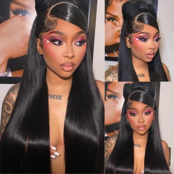 30 Inch 13x6 Lace Front Wigs Human Hair 200 Density Straight HD Lace Front Wigs Pre Plucked Straight Glueless Human Hair Natural - Image 2