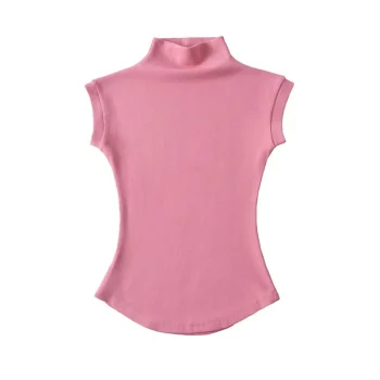 Women Summer Sexy Turtleneck Sleeveless T-Shirts Tops Solid Slim Fit Pullovers Causal Tees Shirts Female Streetwear Basics Tees - Image 2