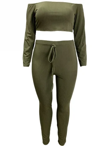 Plus Size Clothes Sets For Women's Clothing Two Piece Set Casual Solid Long SleeveTop And Pants Two Piece Set Fashion Clothing - Image 3