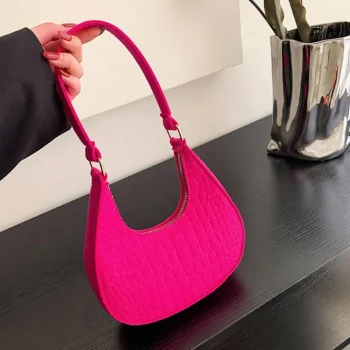 Solid Color Shoulder Bag Women Felt Shoulder Bag Stylish Women's Felt Shoulder Bags for Daily Outings Travel Retro for Work - Image 3
