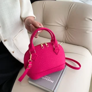 Vintage Felt Women's Bag Crocodile Pattern Shell Shape Handbag Simple Casual Shoulder Crossbody Bag Trendy Lady Commuter Bag