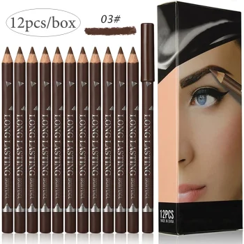 6/12Pcs Eye Brow Pencil Waterproof Professional Women Eye Makeup Pen Easy Color Natural Black Cosmetic Beauty Eyebrow Tool - Image 9