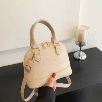Vintage Felt Women's Bag Crocodile Pattern Shell Shape Handbag Simple Casual Shoulder Crossbody Bag Trendy Lady Commuter Bag - Image 10