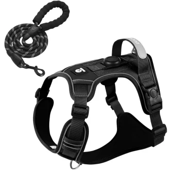 Dog Harness with Airtag Holder and Leash Set-Premium Oxford Breathable Material Durable Reflective Dog Harness and Leash Set - Image 11