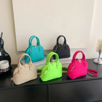 Vintage Felt Women's Bag Crocodile Pattern Shell Shape Handbag Simple Casual Shoulder Crossbody Bag Trendy Lady Commuter Bag - Image 3