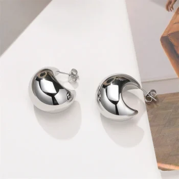 Vintage Chunky Dome Drop Earrings For Women Gold Plated Stainless Steel Thick Teardrop Earring Statement Wedding Jewelry Gifts - Image 9