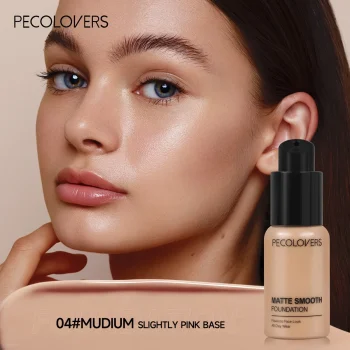 PECOLOVERS Matte Finish Liquid Foundation - Oil-Control, Waterproof, Full Coverage Concealer for All Skin Tones - Image 11