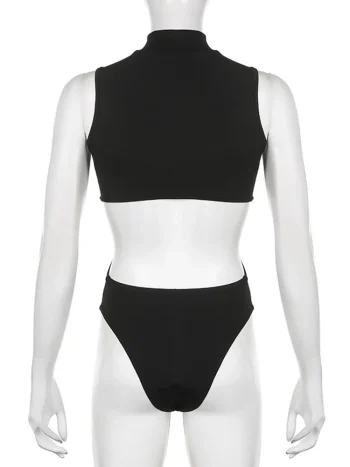 Gothic Techwear Sexy Hollow Out Sleeveless Tank Tops Bodysuit For Women Streetwear Style Backless Playsuit Vest For Women - Image 6