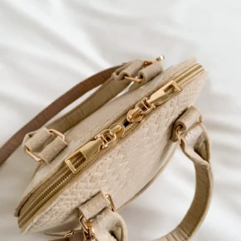 Vintage Felt Women's Bag Crocodile Pattern Shell Shape Handbag Simple Casual Shoulder Crossbody Bag Trendy Lady Commuter Bag - Image 6