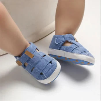 0-24montsh Infant Boys Canvas Shoes Moccasins Child Sandals Boys Summer Sandals Sneakers For Baby Boys Solid Black Sandals - Image 4