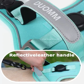 Dog Harness with Airtag Holder and Leash Set-Premium Oxford Breathable Material Durable Reflective Dog Harness and Leash Set - Image 4