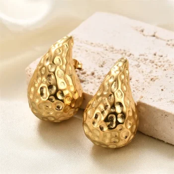 Vintage Chunky Dome Drop Earrings For Women Gold Plated Stainless Steel Thick Teardrop Earring Statement Wedding Jewelry Gifts - Image 14