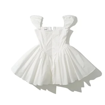 YENKYE Summer Women Sexy Fit And Flare White Mini Dresses Short Sleeve Low Waist Elegant Party Dress Ladies Bridesmaids Robe - Image 4