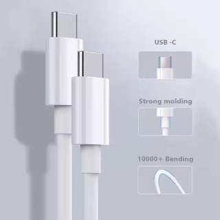 Logo personnalisé gratuit PD 60W 3A 1M 2M Charge rapide USB C vers USB C Câble PVC Type c Câble de données pour iphone 15 16