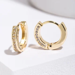 Fashion Three Sides Inlaid with Zircon Hoop Earrings for Women Punk Crystal Zirconia Cartilage Earrings Ear Buckle Jewelry