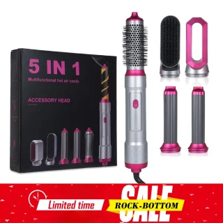 Hot Air Brush 5 in 1 Hair Dryer Brush Negative Ionic Detachable Hair Dryer Styler Air Culer Wand Hair Straightener Brush Blow