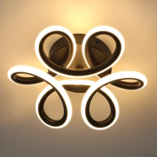 Moderne LED-Deckenleuchte, 36 W Modern Schwarz LED Deckenlampe in Blumenförmiges Design 3000K LED-Deckenleuchte für Schlafzimmer