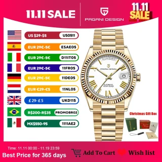 2025 New PAGANI DESIGN DD36 Men's Watches Gold Luxury Mechanical Wristwatch Date Automatic Watch For Men AR Sapphire Waterproof